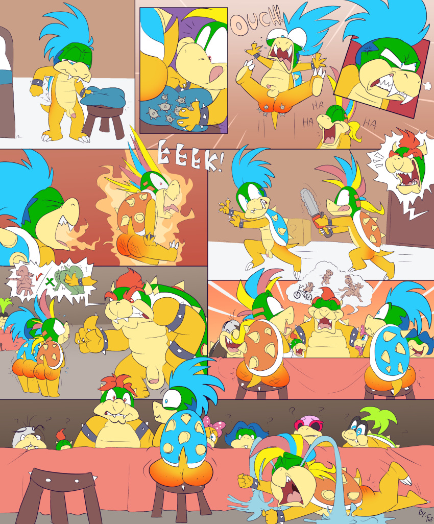 absurd_res anthro balls bowser bowser_jr. brother brothers butt butthurt chainsaw crying cub daughter digital_media_(artwork) family father female fuf hi_res humanoid_penis iggy_koopa koopa koopaling larry_koopa lemmy_koopa ludwig_von_koopa male mario_bros mohawk_(disambiguation) morton_koopa_jr. nintendo pain parent penis power_tool roy_koopa scalie sibling son tagme tears tools video_games wendy_o_koopa young