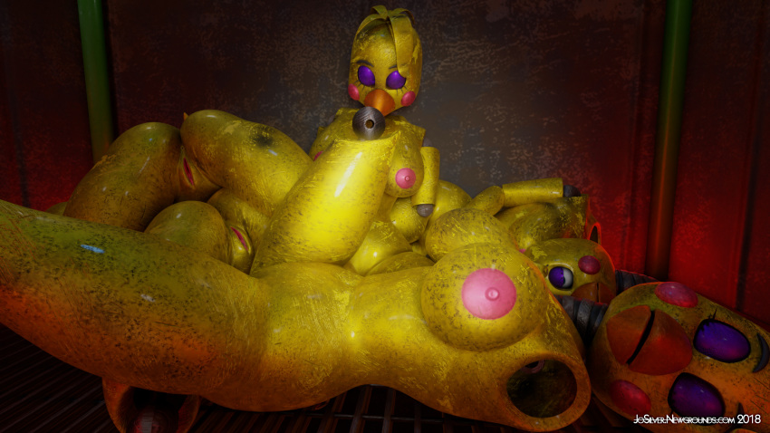 16:9 2018 animatronic anus areola armless avian beak biped bird blush blush_stickers butt chicken doll_joints eyelashes eyeliner eyes_closed feathers female five_nights_at_freddy's five_nights_at_freddy's_2 galliform gallus_(genus) group hi_res josilver lying machine makeup nipples nude on_back orange_beak phasianid pink_areola pink_feathers pink_nipples pink_pussy pussy robot short_tail signature sitting toy_chica_(fnaf) video_games yellow_feathers yellow_skin