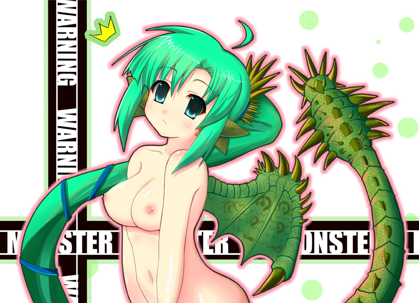 breasts capcom green_hair monster_girl monster_hunter rathian reia tail wings