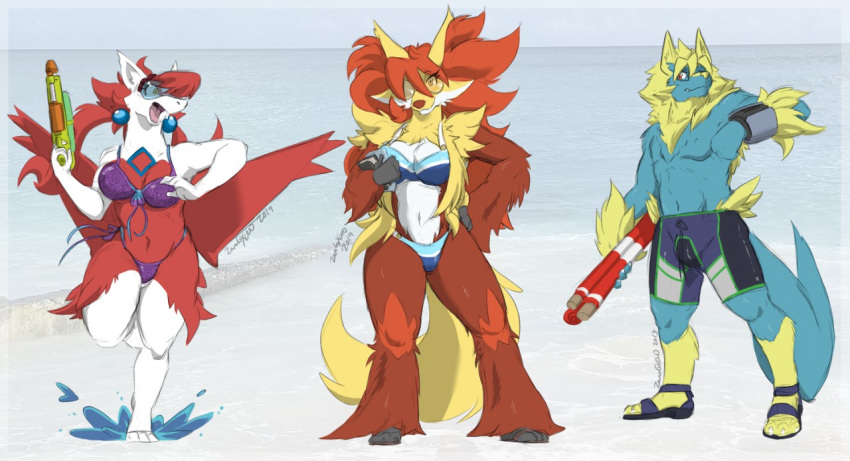 2019 anthro anthrofied canid canine delphox dragon latias legendary_pok&eacute;mon lucas_(zerofox1000) mammal manetric maya_del_phox merl_(zerofox1000) nintendo pok&eacute;mon pok&eacute;mon_(species) simple_background video_games white_background zerofox1000