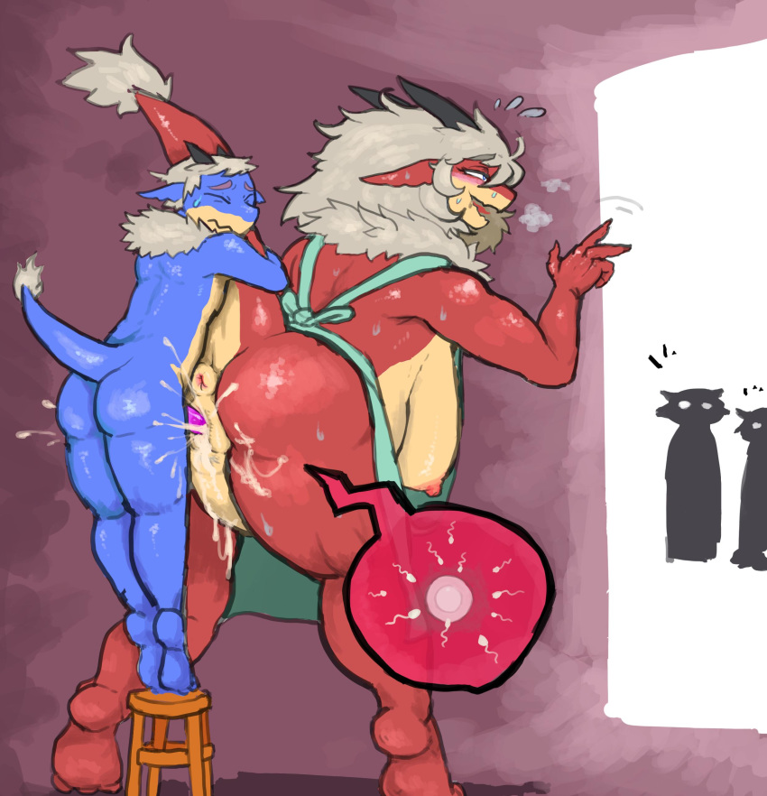 absurd_res age_difference anthro anus apron apron_only big_breasts big_butt biped blush breasts butt chair clothed clothing cum cum_in_pussy cum_inside cumshot dragon ejaculation erection eyes_closed female female_penetrated from_behind_position fur hair hi_res horn huge_breasts impregnation internal larger_female male male/female male_penetrating mostly_nude multicolored_fur neck_tuft nipples non-mammal_breasts nude older_female orgasm ovum penetration penile penis pussy raised_tail reccand sagging_breasts scalie sex size_difference smaller_male smile sperm_cell spinel standing stealth_sex sweat thick_thighs tuft two_tone_fur vaginal vaginal_penetration voluptuous white_fur white_hair wide_hips young younger_male