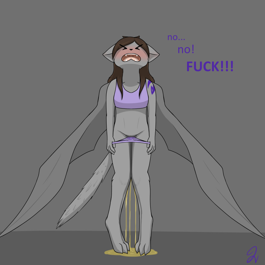 1:1 2019 absurd_res anthro blush demon digital_media_(artwork) domestic_cat english_text felid feline felis female frmcast351 fur hair hi_res lucy_(ἡ&mu;έ&rho;&alpha;) mammal omorashi open_mouth peeing simple_background solo text urine watersports wings