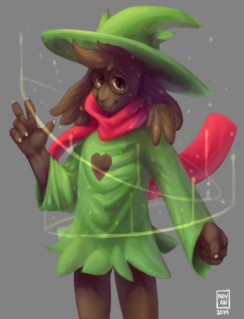 2019 anthro bovid caprine clothed clothing deltarune deltarune_(copyright) digital_media_(artwork) digitalpainting floppy_ears fur goat hat headgear headwear hi_res horn invalid_tag male mammal novanbean_(artist) painting ralsei ralsei_(character) scarf shirt topwear undertale_(copyright) video_games