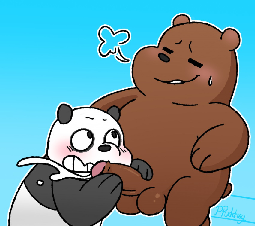 balls brother brothers brown_bear cartoon_network duo giant_panda grizzly_(wbb) grizzly_bear humanoid_penis incest male male/male mammal panda_(wbb) peachy-pudding penis sibling ursid ursine we_bare_bears