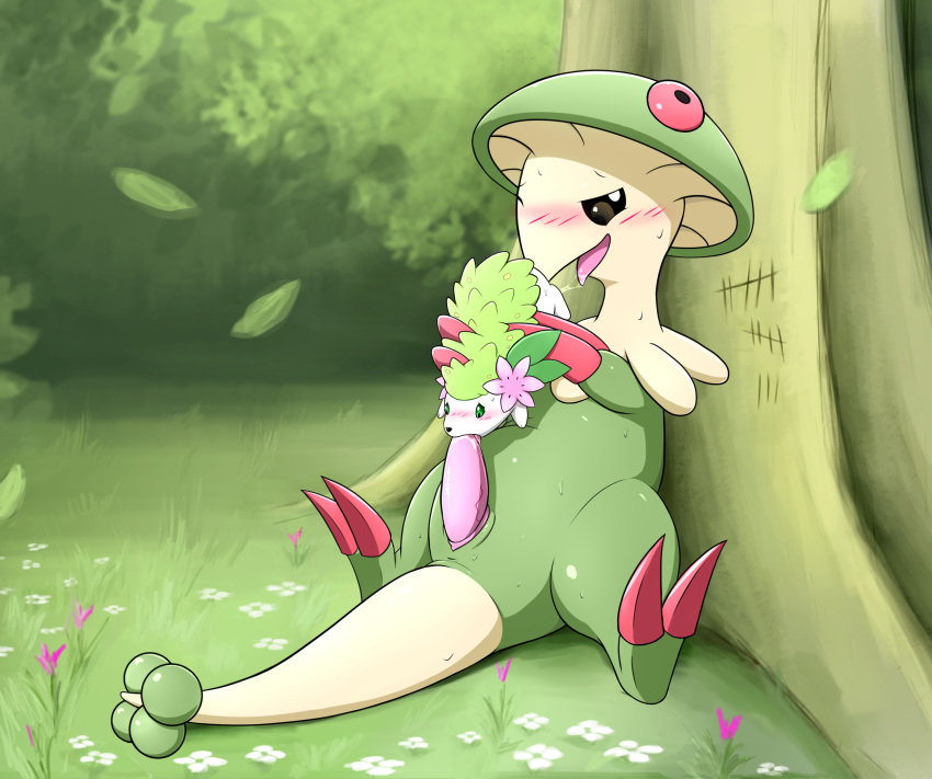 animal_genitalia blush breloom claws dancingchar drooling duo erection fellatio female feral grasp green_eyes hi_res holding_character larger_male legendary_pok&eacute;mon male male/female mammal nintendo open_mouth oral outside penile penis pok&eacute;mon pok&eacute;mon_(species) saliva sex shaymin shaymin_(land_form) sitting size_difference smaller_female sweat tongue tongue_out tree upside_down video_games wood