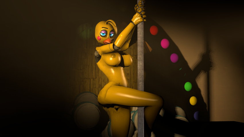 2019 3d_(artwork) animatronic anthro avian bird breasts chicken digital_media_(artwork) female five_nights_at_freddy's five_nights_at_freddy's_2 galliform gallus_(genus) looking_at_viewer machine nipples nobody3 phasianid pose pussy robot solo source_filmmaker toy_chica_(fnaf) video_games