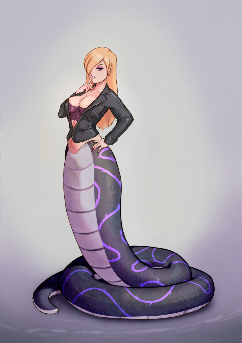 absurd_res apode blonde_hair breasts draconcopode female godlem hair hi_res lamia legless reptile scalie serpentine snake solo split_form