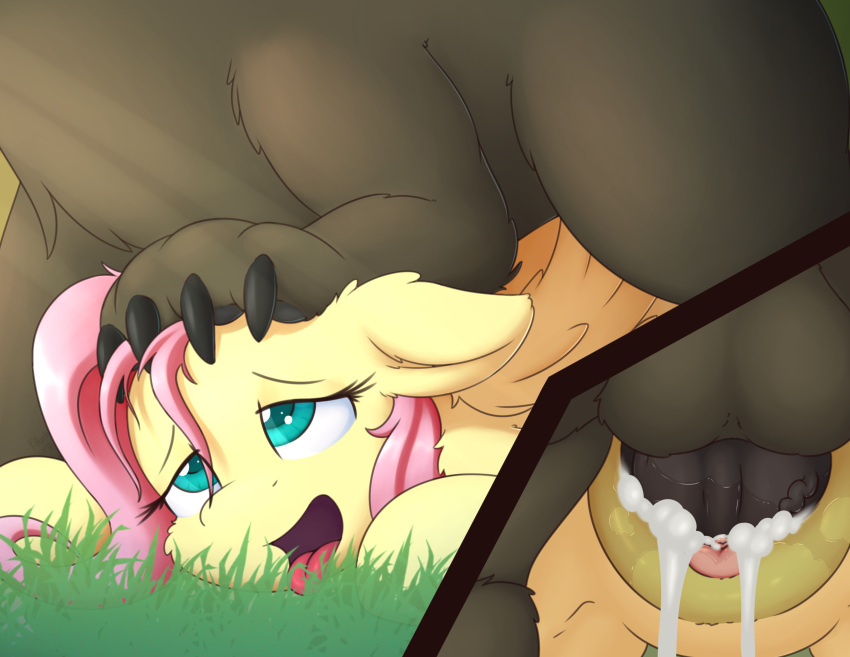 absurd_res balls bear bodily_fluids brown_body brown_fur cum cum_in_pussy cum_inside equid equine feathers female female_penetrated feral feral_on_feral feral_penetrated feral_penetrating feral_penetrating_feral fluttershy_(mlp) friendship_is_magic fur genital_fluids genitals hair hasbro hi_res kit-bash looking_pleasured male male/female male_penetrating male_penetrating_female mammal my_little_pony open_mouth open_smile pegasus penetration penile penile_penetration penis penis_in_pussy pink_hair pupils pussy quadruped sex smile tongue tongue_out vaginal vaginal_penetration wings yellow_body yellow_feathers