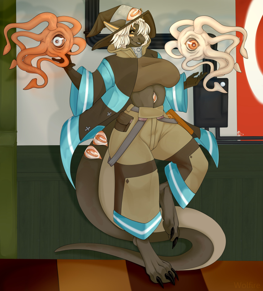 absurd_res anthro clothing cosplay dragon eliza_brown eyes female fire_force furry hi_res invalid_tag tail uniform