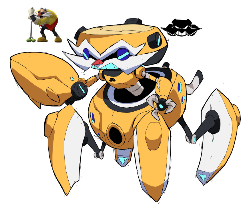 absurdres bald character_request claws cyberlord1109 dr._done-it dr._eggman facial_hair goggles highres joints mecha mechanization mustache non-humanoid_robot robot robot_animal robot_joints science_fiction sonic_(series) sonic_prime tinted_eyewear