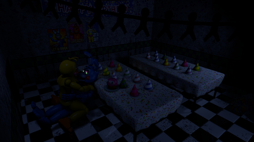 3d_(artwork) animatronic anthro avian bird camera_view chicken cupcake_(fnaf) dark_lighting dark_room digital_media_(artwork) duo female five_nights_at_freddy's five_nights_at_freddy's_2 galliform gallus_(genus) glowing glowing_eyes hi_res holding_partner lagomorph leporid machine male male/female mammal maxrose phasianid rabbit riding robot scottgames sex source_filmmaker toy_bonnie_(fnaf) toy_chica_(fnaf)