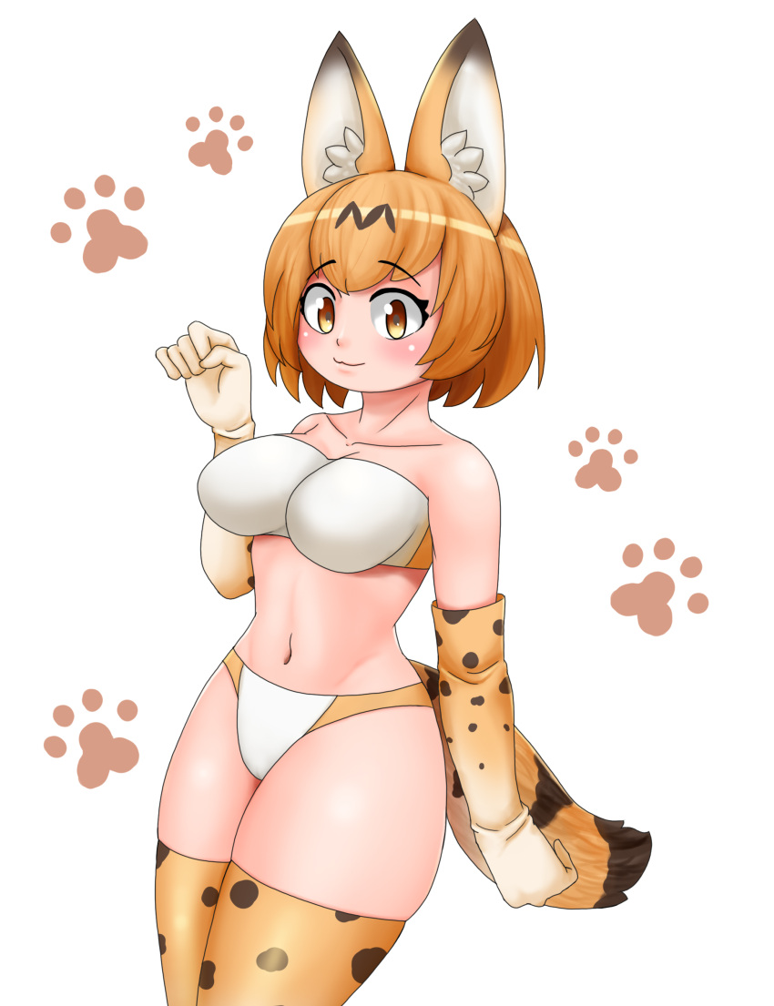 absurd_res animal_ears animal_humanoid animal_tail armwear big_breasts blush bra breasts brown_body brown_fur clothing dipstick_ears elbow_gloves eyelashes felid felid_humanoid feline feline_humanoid female fur gloves hair handwear hi_res humanoid kemono_friends legwear mammal mammal_humanoid markings multicolored_ears navel orange_body orange_eyes orange_fur orange_hair panties pattern_clothing pattern_gloves pattern_handwear pattern_legwear pattern_thigh_highs serval-chan serval_humanoid short_hair simple_background smile solo striped_markings striped_tail stripes tail tail_markings tan_body tan_skin thick_thighs thigh_highs underwear white_background white_bra white_clothing white_panties white_underwear wide_hips zoo5469