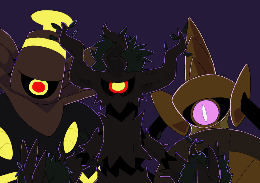 1_eye aegislash ambiguous_gender dusknoir generation_4_pokemon generation_6_pokemon ghost group hi_res humanoid looking_at_viewer nintendo plant pokemon pokemon_(species) purple_eyes red_eyes spirit tree trevenant trio winte