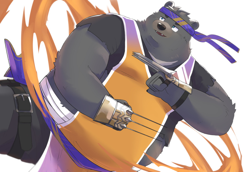 2024 absurd_res anthro bear belly black_body black_nose clothed clothing en_1_9 hi_res humanoid_hands kemono male mammal overweight overweight_male simple_background solo