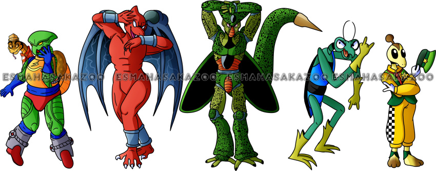 absurd_res alien aloha_shirt android anthro arthropod bio-android_(dragon_ball) capcom cell_(dragon_ball) clothed clothing demon demon's_crest dokarian dragon_ball dreamworks f-zero fangs featureless_crotch feral firebrand fur gargoyle gargoyle's_quest ghosts_'n_goblins gloves gooeykazoo green_body group handwear hanna-barbera hat headgear headwear hi_res humanoid_pointy_ears imperfect_cell machine male membrane_(anatomy) membranous_wings mr._snake_(the_bad_guys) nintendo nude pattern_clothing pattern_shirt pattern_topwear pj_(f-zero) pose red_arremer red_body reptile robot scales scalie shirt smile snake space_ghost_(series) speedo swimwear tail tan_body tan_scales teeth the_bad_guys tongue tongue_out topwear warner_brothers wings zorak_(space_ghost)