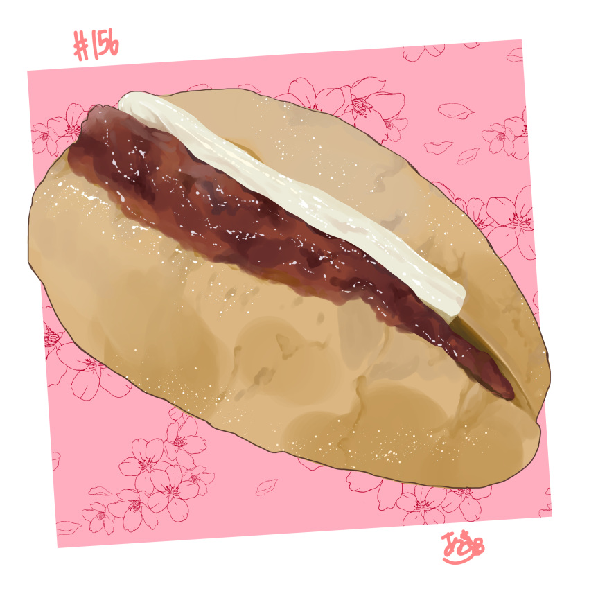 absurdres bread cream floral_background food food_focus highres no_humans original pastry takisou_sou