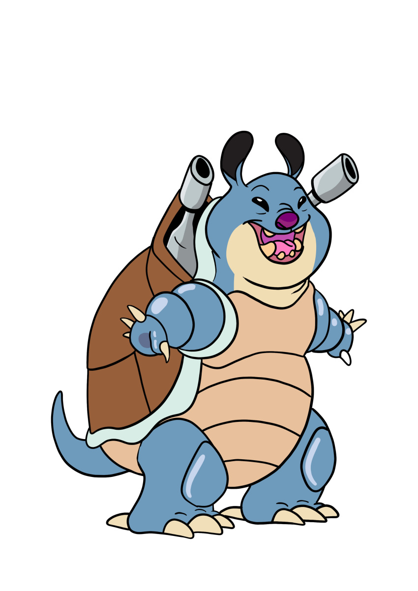 2018 4_fingers absurd_res alien black_eyes blastoise blue_body cannonball_(lilo_and_stitch) claws digital_media_(artwork) disney experiment_(species) flat_colors hi_res hybrid lilo_and_stitch nintendo obese open_mouth open_smile overweight pok&eacute;mon pok&eacute;mon_(species) purple_nose shell smile solo tombola1993 video_games