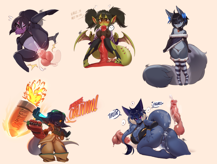 &lt;3 animal_humanoid anthro breasts canid canine clothing collar cum cum_in_ass cum_inside cum_leaking disembodied_penis dragon dragon_humanoid duo erection female female_penetrated girly group group_sex hi_res humanoid humanoid_penis kanel league_of_legends legwear male male/female male_penetrating mammal penetration penis riot_games sex spread_legs spreading thick_thighs thigh_highs threesome vaginal vaginal_penetration video_games wide_hips yordle