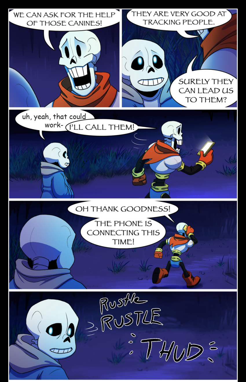 absolutedream animated_skeleton bone comic comic_sans dialogue english_text hi_res papyrus_(undertale) sans_(undertale) skeleton text undead undertale video_games