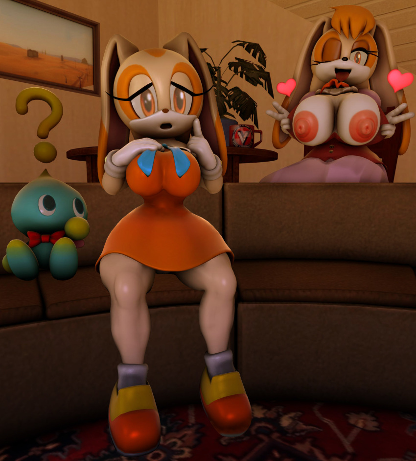 3d_(artwork) artist_spooknspazz big_breasts big_butt breasts butt chao cream_the_rabbit digital_media_(artwork) female hi_res mature_female sonic_(series) sonic_the_hedgehog source_filmmaker vanilla_the_rabbit