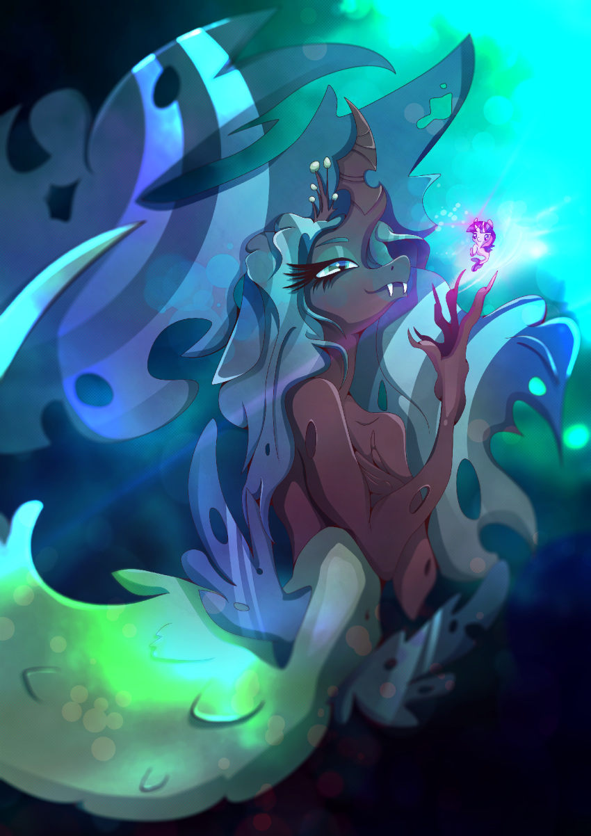 2019 5_fingers anthro changeling digital_media_(artwork) female friendship_is_magic my_little_pony nude queen_chrysalis_(mlp) rariedash smile standing