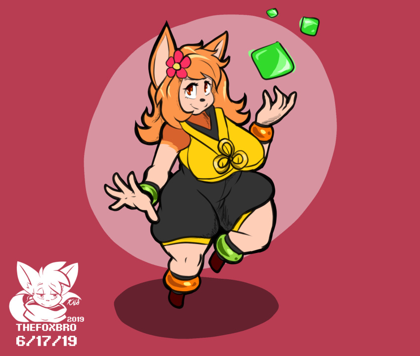 2019 autumn_deerling big_breasts bracelet breasts clothing cosplay cube_(object) deerling flower freedom_planet hair hi_res hooves horae_deerling jewelry milla_basset nintendo orange_hair plant pok&eacute;mon pok&eacute;mon_(species) short_hair short_stack thefoxbro thick_thighs video_games wide_hips