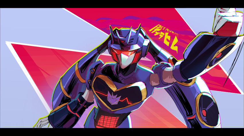 1girl absurdres alternate_design assault_visor decepticon genderswap highres humanoid_robot insignia mask mecha mechanical_hair mouth_mask primusibi red_visor robot robot_girl science_fiction soundwave_(transformers) transformers transformers_animated twintails