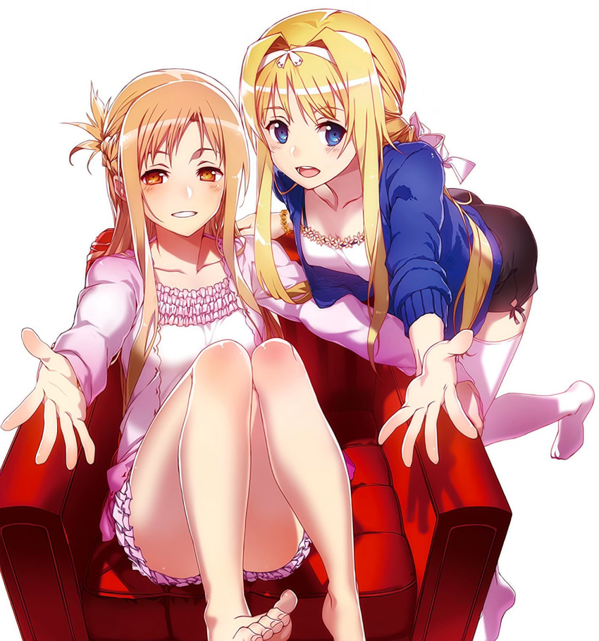 abec alice_schuberg asuna_(sword_art_online) dress feet sword_art_online sword_art_online_alicization