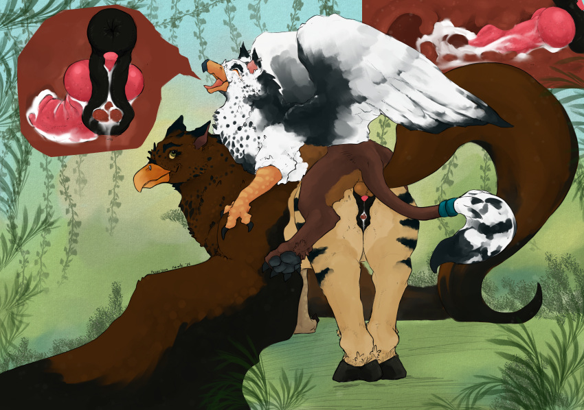 2025 absurd_res animal_genitalia animal_vulva anus avian beak black_claws bodily_fluids brown_body brown_feathers claws clitoral_winking clitoris cum cum_in_uterus cum_inside cumming_while_penetrating cutaway deep_penetration duo ear_piercing ear_ring ejaculation equine_anus equine_genitalia equine_vulva european_mythology facial_piercing feathered_ears feathered_tail feathers feet female female_penetrated feral ferocious_ferals from_behind_position fur genital_fluids genitals greek_mythology green_eyes gryphon happy hi_res hippogriff hooves internal interspecies knot knotted_penis knotting larger_female ludwig_(grew) male male/female male_penetrating male_penetrating_female mouth_closed muse_(grew) mythological_avian mythological_creature mythology nature nature_background nose_piercing nose_ring olive_eyes open_mouth orange_eyes pawpads paws penetration penis piercing plant quadruped raised_wings ring_piercing sex shrub signature size_difference smaller_male tail talons tan_body tan_fur toes uterus vaginal vaginal_penetration vines white_body white_feathers wings