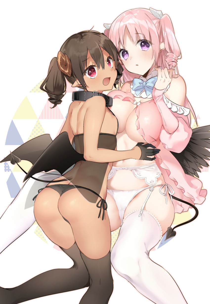 ass bikini breasts garter_belt horns lingerie no_bra open_shirt pantsu pointy_ears see_through sino_(sionori) stockings string_panties succubus-san_no_hatsu_shigoto. swimsuits symmetrical_docking tail thighhighs wings