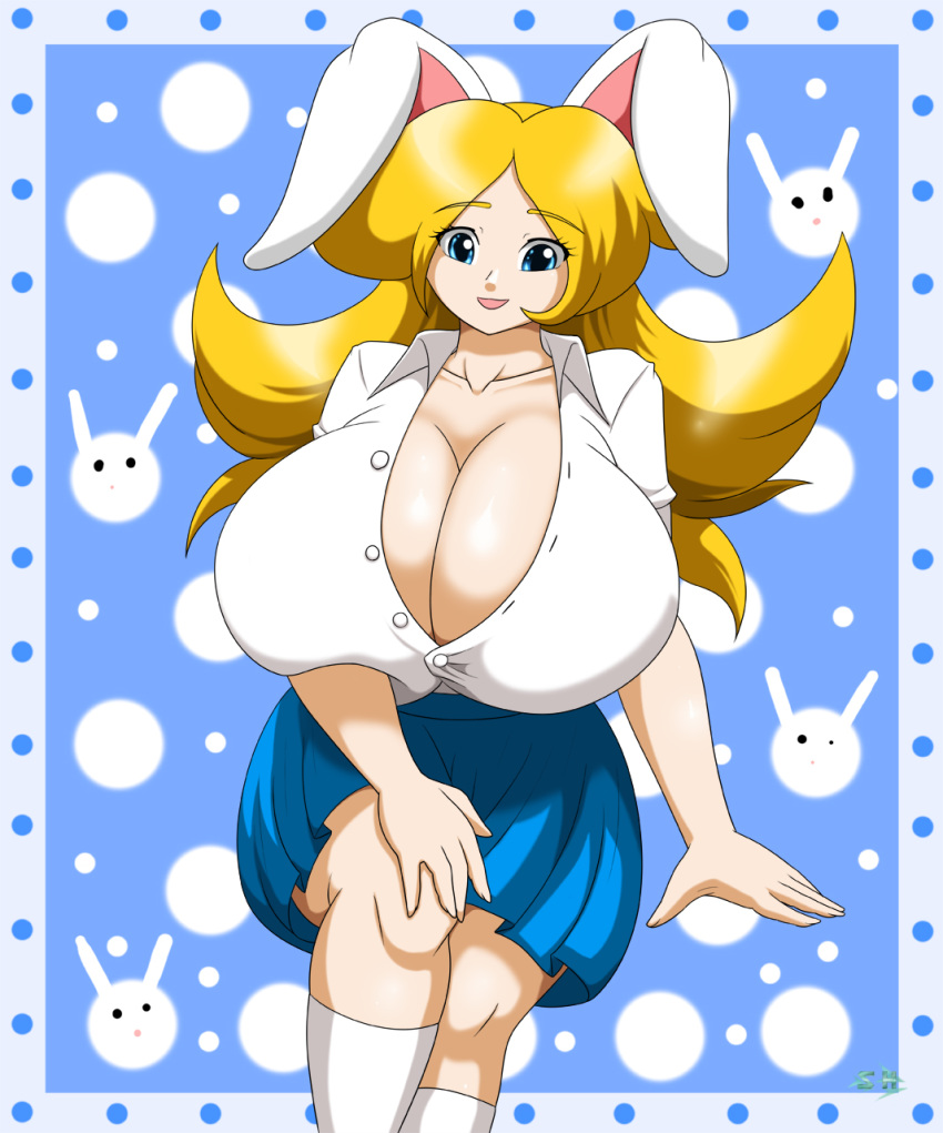 animal_humanoid big_breasts breasts brittany cleavage clothed clothing female hi_res huge_breasts humanoid lagomorph lagomorph_humanoid leporid_humanoid mammal mammal_humanoid rabbit_humanoid school_uniform speeds uniform