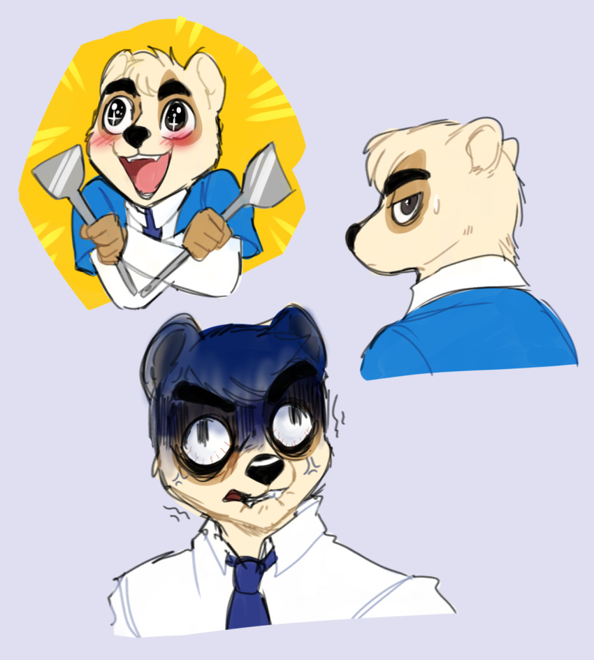 2019 aggressive_retsuko anai_(aggretsuko) angry anthro badger bodily_fluids fizzy-dog happy hi_res japanese_badger mammal meles mustelid musteline open_mouth sanrio smile sweat vein