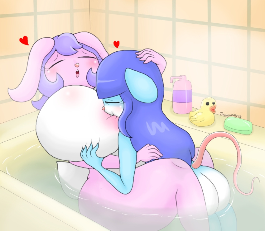 animal_humanoid balls bathing big_breasts big_butt blush breast_grab breast_suck breasts butt eyes_closed female female/female grope hair hand_on_breast hi_res huge_breasts huge_butt humanoid lagomorph leporid long_hair mammal mammal_humanoid mouse mouse_humanoid mouse_tail murid murid_humanoid murine murine_humanoid nipple_suck nude open_mouth rabbit rodent rodent_humanoid size_difference sucking touhoufan water