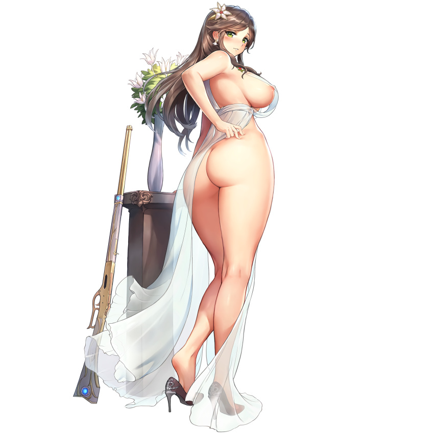 1girl absurdres artist_request ass breasts character_request highres large_breasts last_origin long_hair looking_at_viewer nipples official_art solo thick_thighs thighs