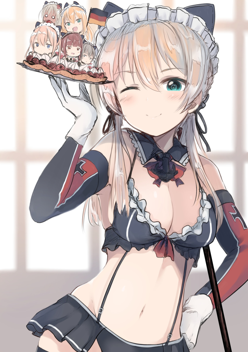 bismarck_(kancolle) chibi cleavage dyson_(edaokunnsaikouya) graf_zeppelin_(kancolle) kantai_collection prinz_eugen_(kancolle) ro-500 z1_leberecht_maass_(kancolle) z3_max_schultz_(kancolle)