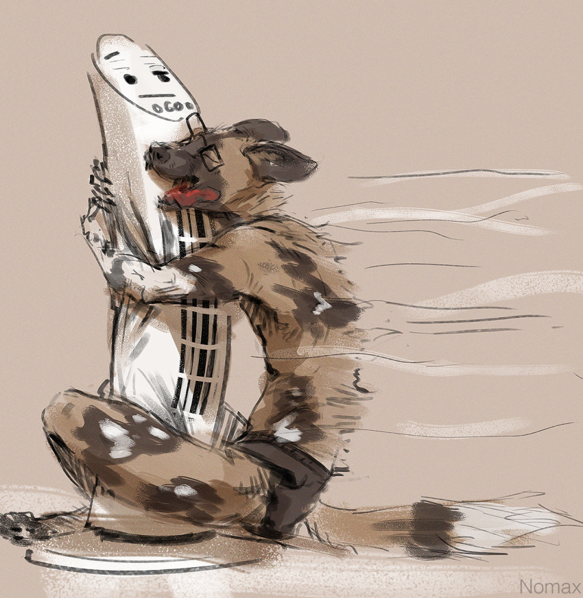2019 african_wild_dog air_conditioner anthro canid canine digital_media_(artwork) eyewear glasses hi_res male mammal nomax open_mouth sitting solo tongue wild_dog_(disambiguation)