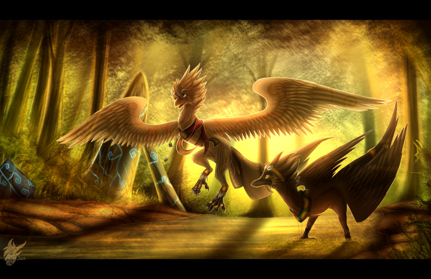 2014 beak black_bars day detailed_background dragon fantasy feathered_dragon feathered_wings feathered_wyvern feathers feral hi_res outside skaydie smile water wings