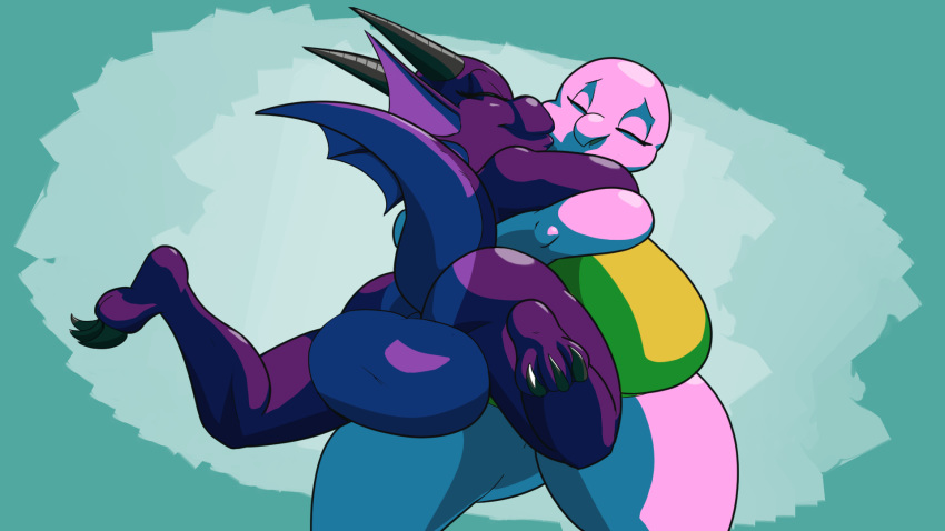 16:9 2019 3_toes animal_genitalia anthro backsack balls big_balls big_breasts big_butt breasts brittle_(plaga) bubble_butt butt claws digital_media_(artwork) dragon duo eyes_closed fangs feet female food frill_(disambiguation) fur girly hi_res horn hug huge_balls huge_breasts kissing kobold lizard male male/female nude plaga plūm_rhazin presenting presenting_hindquarters reptile scalie short_stack thick_thighs toe_claws toes wide_hips