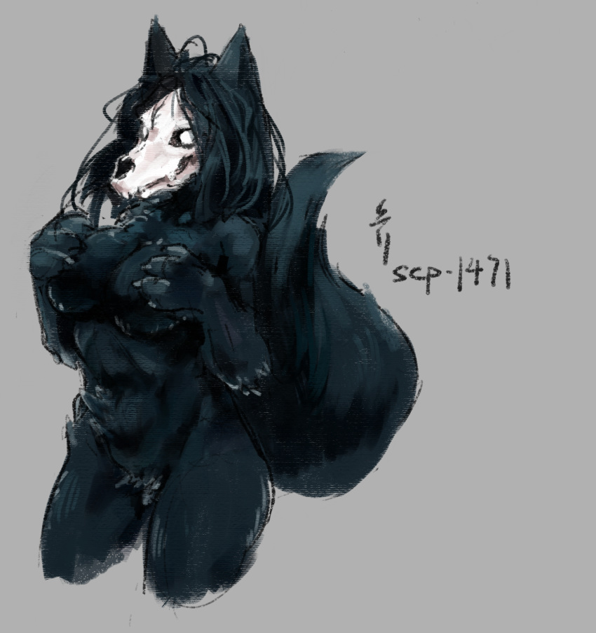 canid canine female hi_res mal0 mammal nude scp-1471 scp_foundation sixie(artist) skull solo