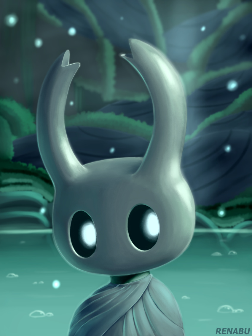 2019 absurd_res arthropod bubble cloak clothed clothing conditional_dnp forest hi_res hollow_knight insect male protagonist_(hollow_knight) renabu solo tree vessel_(species) video_games water wholesome