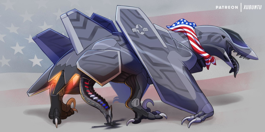 4th_of_july aircraft airplane bodily_fluids digital_media_(artwork) erection f-22 genital_fluids hi_res jet living_aircraft living_machine machine male open_mouth penis qwertydragon sharp_teeth solo stars_and_stripes teeth tongue united_states_of_america wings