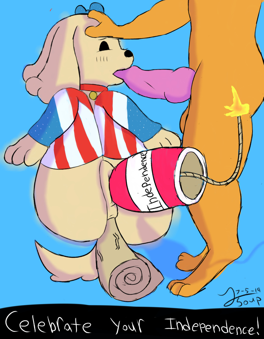 2019 4th_of_july absurd_res anal anal_penetration animal_genitalia anne_kennel anthro anus balls bow butt canid canine canis clitoris clothing collar digital_media_(artwork) dipstick_tail domestic_dog domination duo embarrassed english_text erection fellatio female female_focus fur headgear headwear hi_res imminent_death inside knot legwear male male/female male_domination mammal multicolored_tail oral penetration penile penis plump_labia pups_of_liberty pussy rocket sex sitting socks solo_focus stars_and_stripes stockings tan_fur text toony tsoup united_states_of_america vein