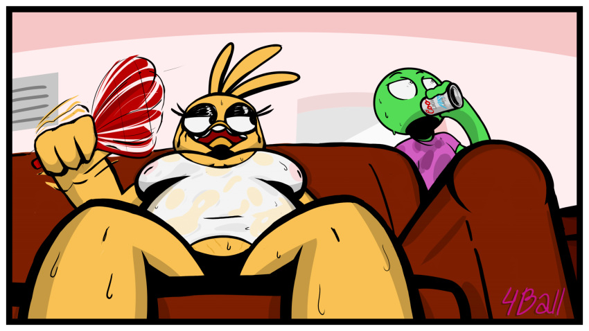 16:9 2019 anthro areola breasts cheeky_(roommates) chica_(fnaf) clothing comic digital_media_(artwork) female five_nights_at_freddy's fourball fur hi_res humanoid lagomorph leporid male mammal mike_schmidt roommates roommates:motha video_games
