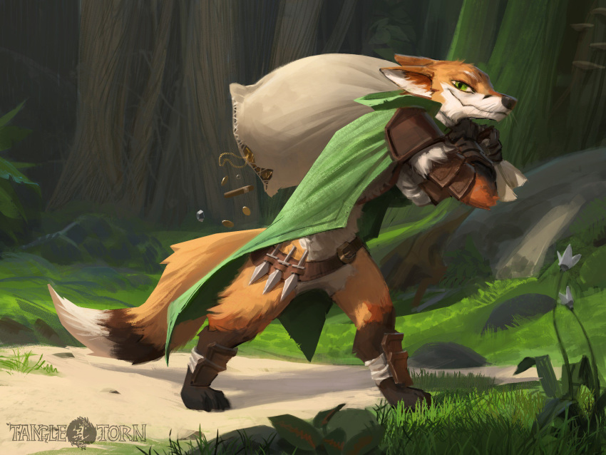 2019 4:3 anthro canid canine clothed clothing day detailed_background digital_media_(artwork) fox fur green_eyes hi_res lofi looking_at_viewer male mammal orange_fur outside smile solo standing