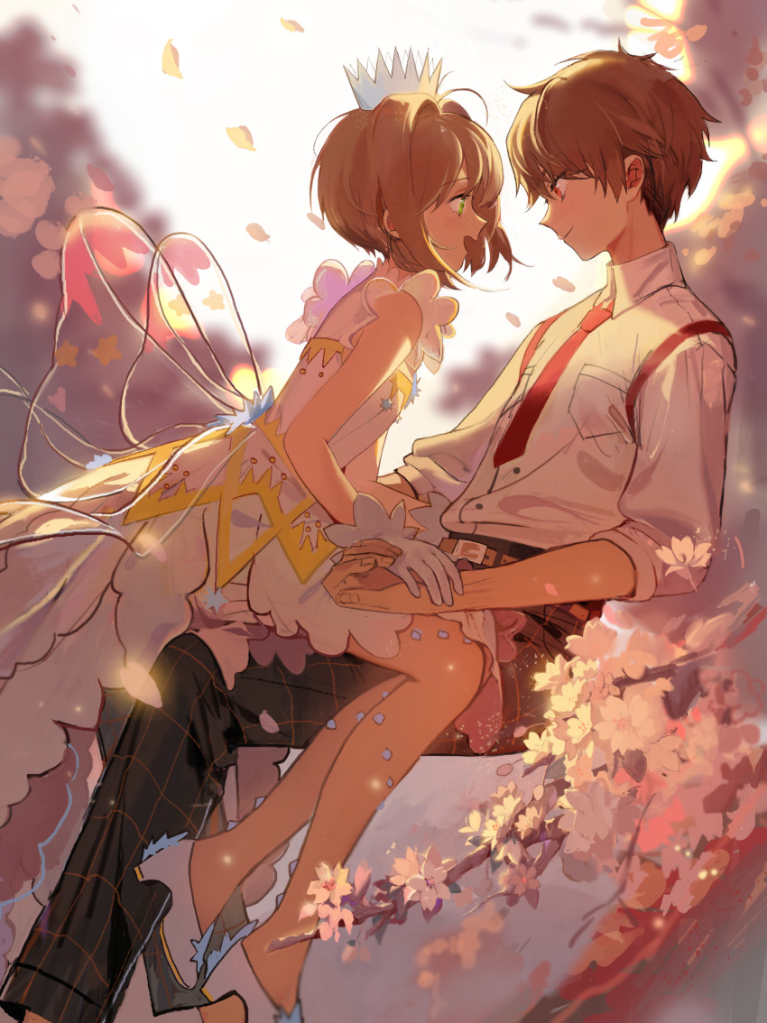 card_captor_sakura dress heels kinomoto_sakura li_syaoran wings yukuso_(1065762559)