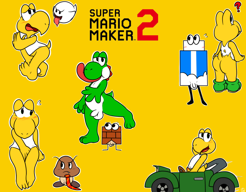 3_toes 4_fingers balls barefoot blush boo_(mario) bottomless butt clothed clothing contimplatininspiratio digital_media_(artwork) erection feet fingers flaccid footwear goomba half_clothed hi_res koopa_troopa male mammal mario_bros mr.eraser nintendo nude patrick penis scalie shirt shoes tank_top toes topwear torn_clothing video_games yoshi