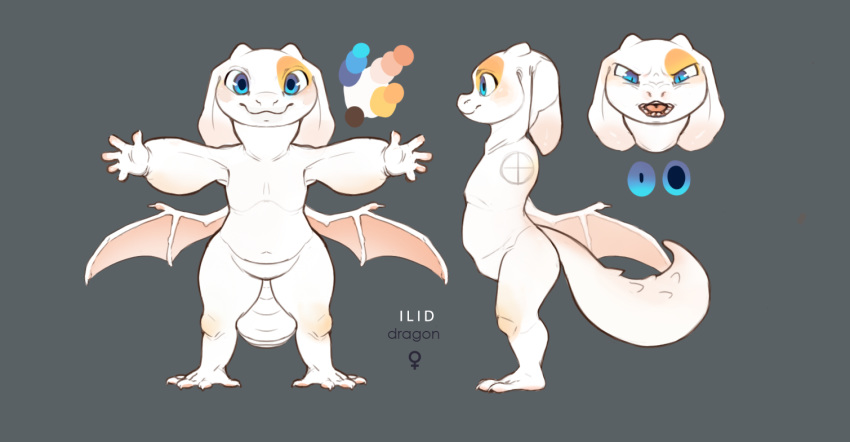 2019 ambiguous_gender anthro blue_eyes digital_media_(artwork) dragon horn ilid little_horns locksto model_sheet slightly_chubby stocky thick_tail wings