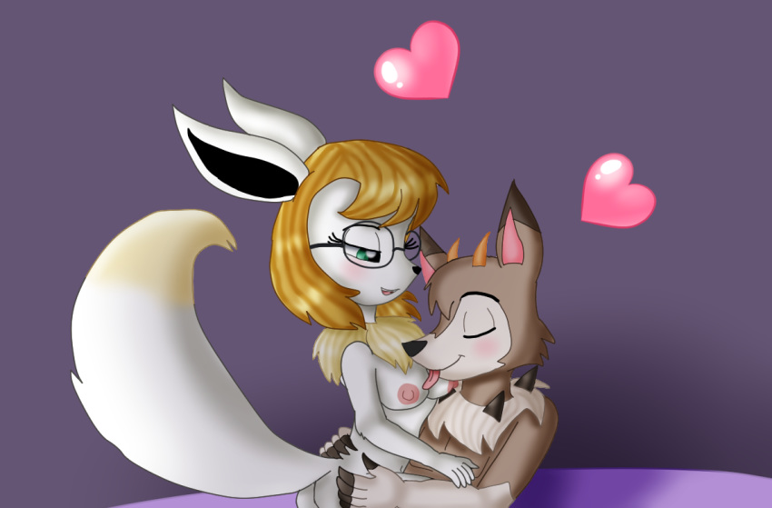 2019 5_fingers ambiguous_penetration anthro areola blonde_hair blush breast_lick breasts brown_fur canid canine digital_media_(artwork) duo eevee eyes_closed eyewear fan_character female female_penetrated fingers fur glasses green_eyes hair half-closed_eyes horn ithei_the_lycanroc kendra_the_eevee kendratheshinyeevee licking love lycanroc male male/female mammal midday_lycanroc nintendo nipples nude open_mouth penetration pok&eacute;mon pok&eacute;mon_(species) pok&eacute;morph romantic_couple sex simple_background smile tongue tongue_out video_games white_fur