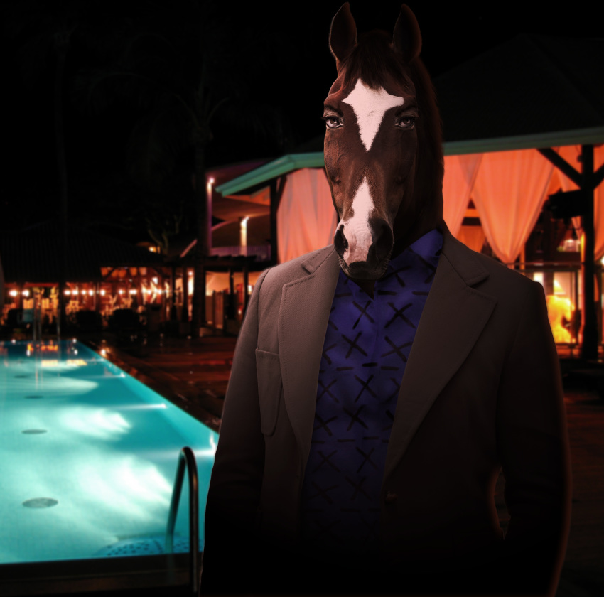 absurd_res anthro bojack_horseman clothing digital_media_(artwork) edit equid equine hi_res horse loryrudess male mammal netflix photo_manipulation photomorph