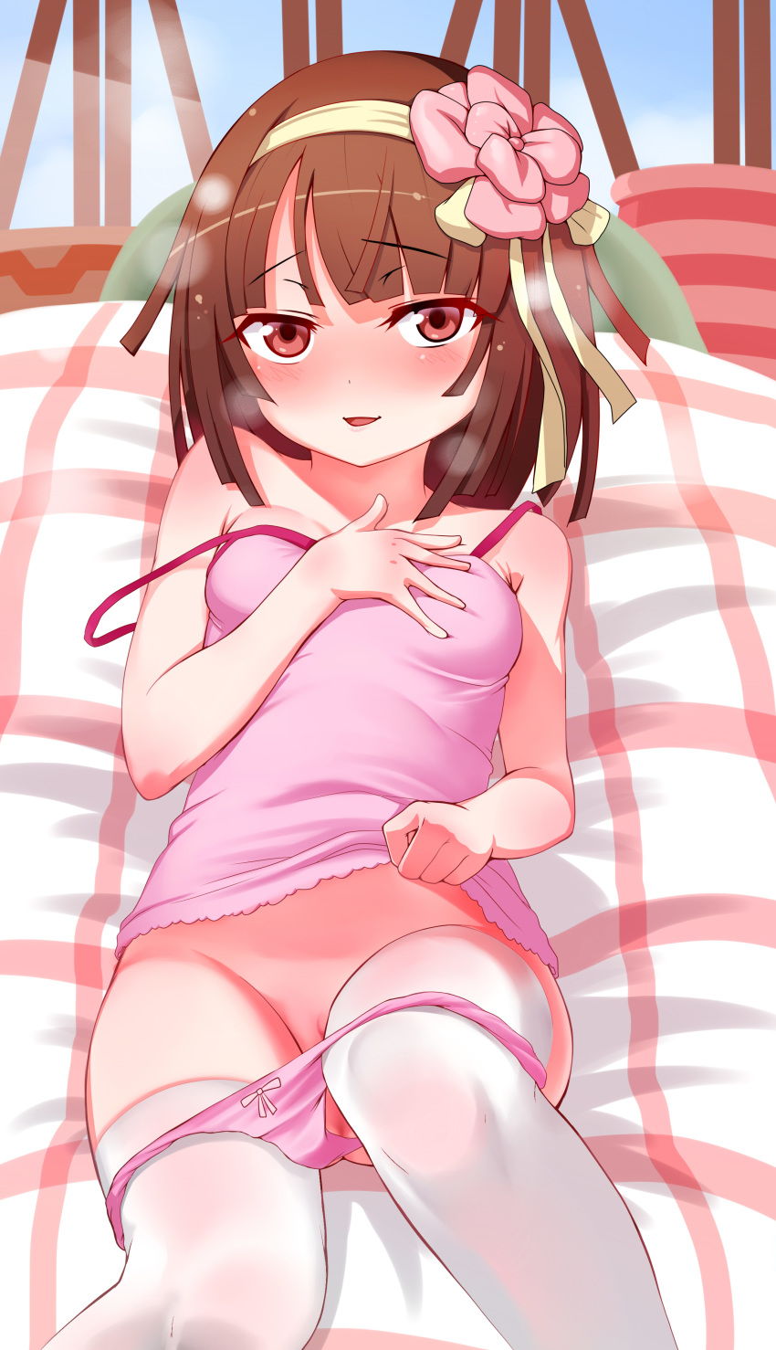 bakemonogatari lingerie note2000 pantsu panty_pull pussy sengoku_nadeko shirt_lift thighhighs uncensored